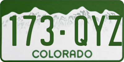CO license plate 173QYZ