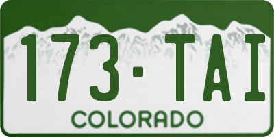 CO license plate 173TAI