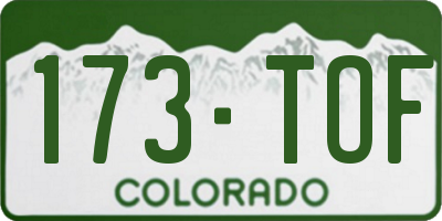 CO license plate 173TOF