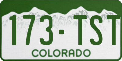 CO license plate 173TST