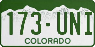 CO license plate 173UNI
