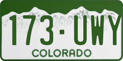 CO license plate 173UWY