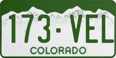CO license plate 173VEL