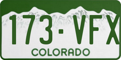 CO license plate 173VFX