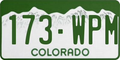 CO license plate 173WPM