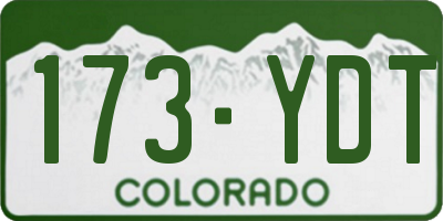CO license plate 173YDT