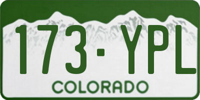 CO license plate 173YPL
