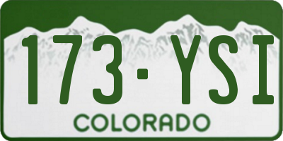 CO license plate 173YSI