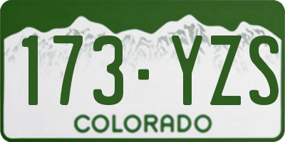 CO license plate 173YZS