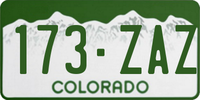CO license plate 173ZAZ