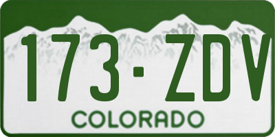 CO license plate 173ZDV