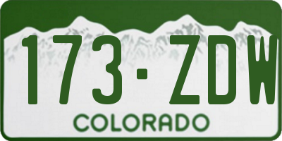 CO license plate 173ZDW