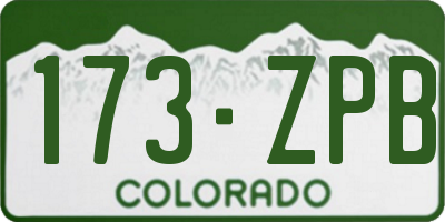 CO license plate 173ZPB