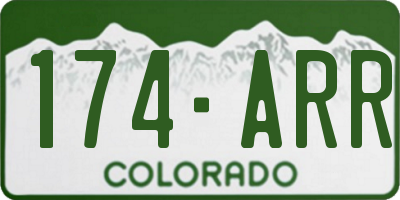CO license plate 174ARR