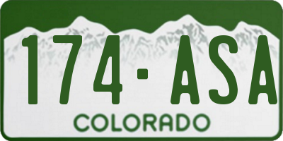 CO license plate 174ASA