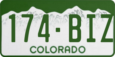 CO license plate 174BIZ