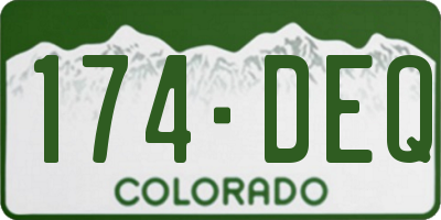 CO license plate 174DEQ