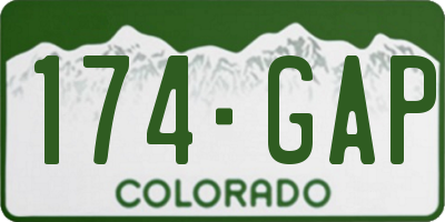 CO license plate 174GAP