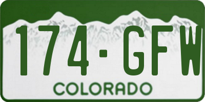 CO license plate 174GFW