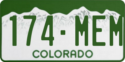 CO license plate 174MEM