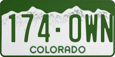 CO license plate 174OWN