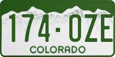 CO license plate 174OZE