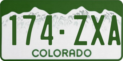 CO license plate 174ZXA