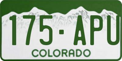 CO license plate 175APU