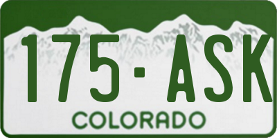 CO license plate 175ASK