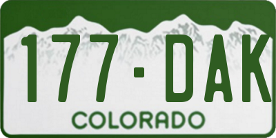 CO license plate 177DAK