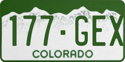 CO license plate 177GEX