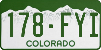 CO license plate 178FYI