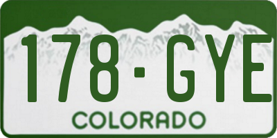 CO license plate 178GYE