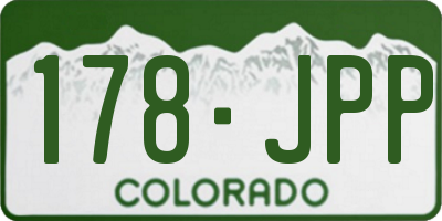CO license plate 178JPP