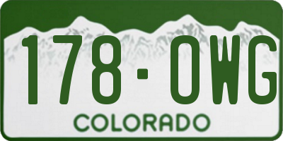 CO license plate 178OWG