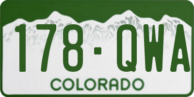 CO license plate 178QWA