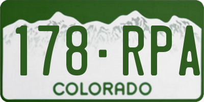 CO license plate 178RPA