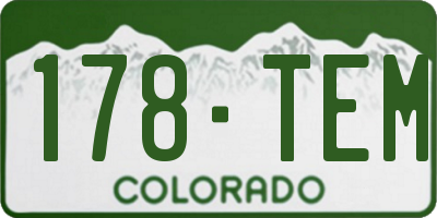 CO license plate 178TEM