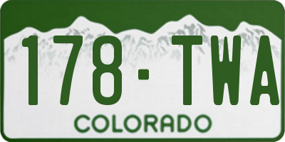CO license plate 178TWA