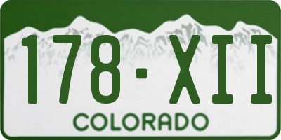 CO license plate 178XII