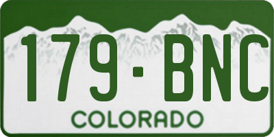 CO license plate 179BNC
