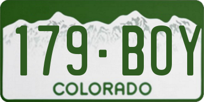CO license plate 179BOY