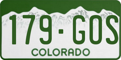 CO license plate 179GOS