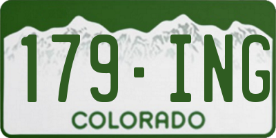 CO license plate 179ING