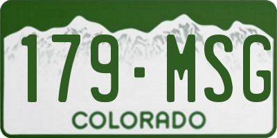 CO license plate 179MSG
