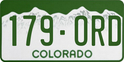 CO license plate 179ORD