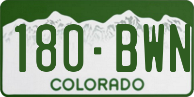 CO license plate 180BWN