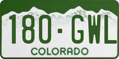 CO license plate 180GWL