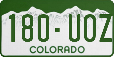 CO license plate 180UOZ