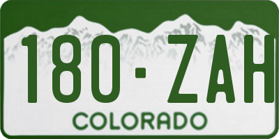 CO license plate 180ZAH